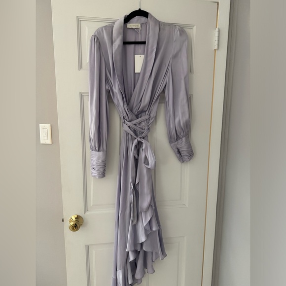 NWT medium / AUS 2 Zimmerman Silk Purple Wrap Dress Midi - Picture 5 of 15